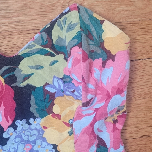 BETSEY JOHNSON PUNK LABEL 1980'S FLORAL BUSTIER TOP - Picture 3 of 7